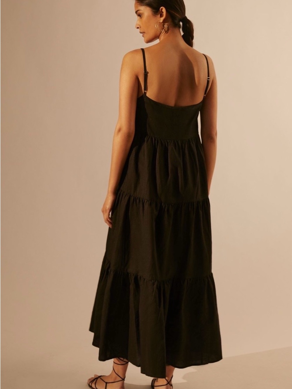 Anthropologie Isabella Black Tiered Maxi Dress - Picture 3 of 5